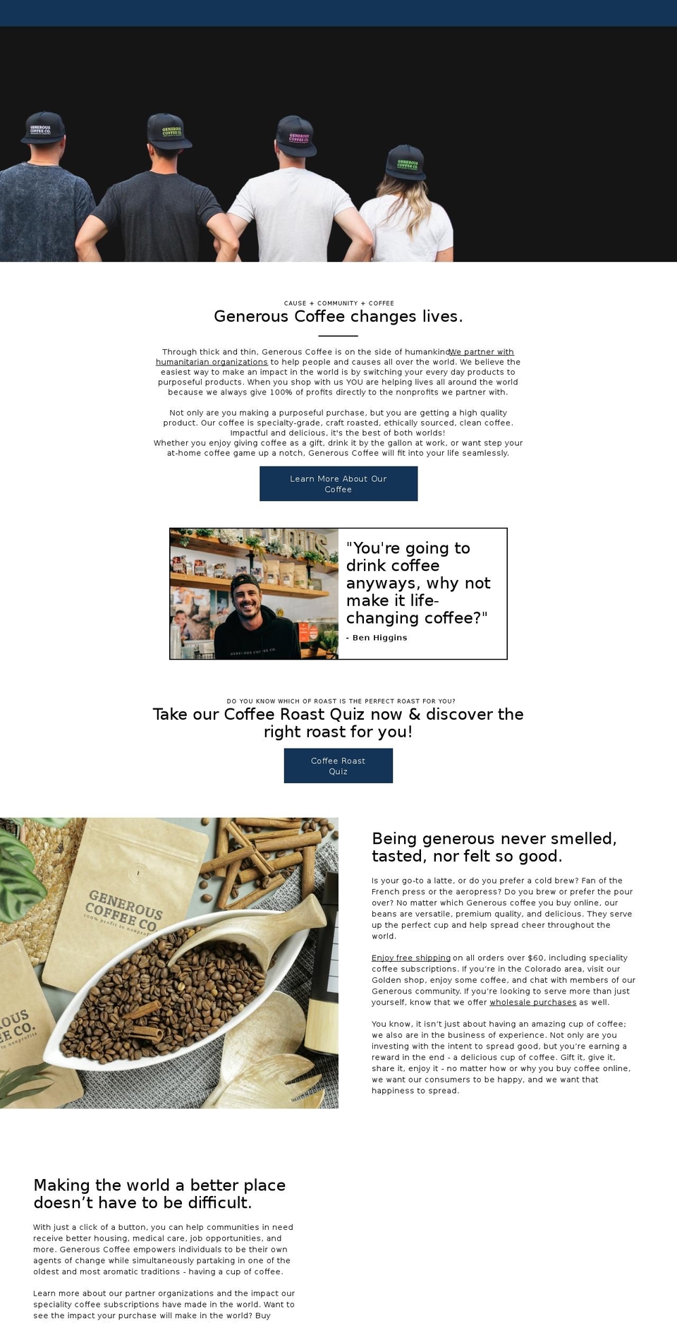 generouscoffee.com shopify website screenshot