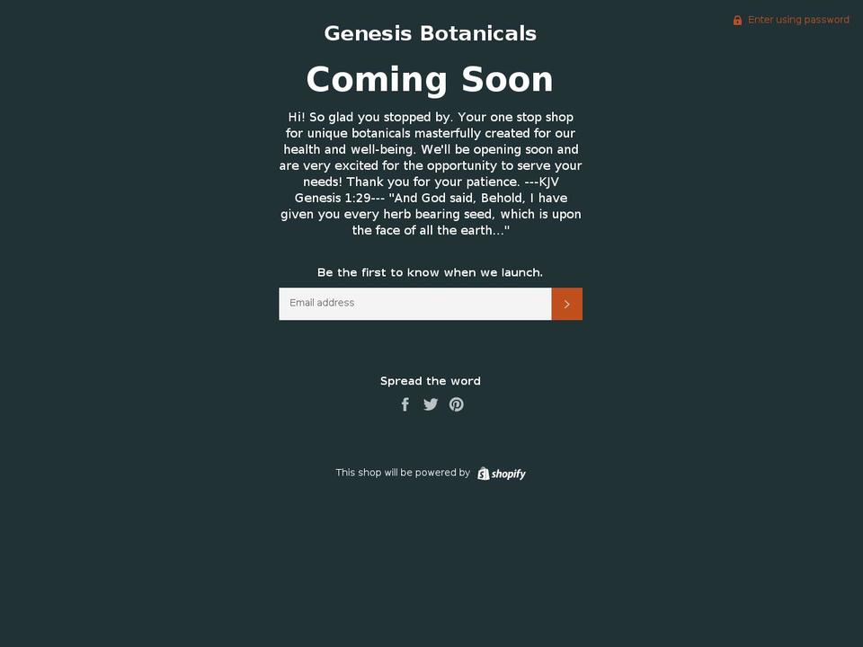 genesis-botanicals.com — Shopify storefront screenshot