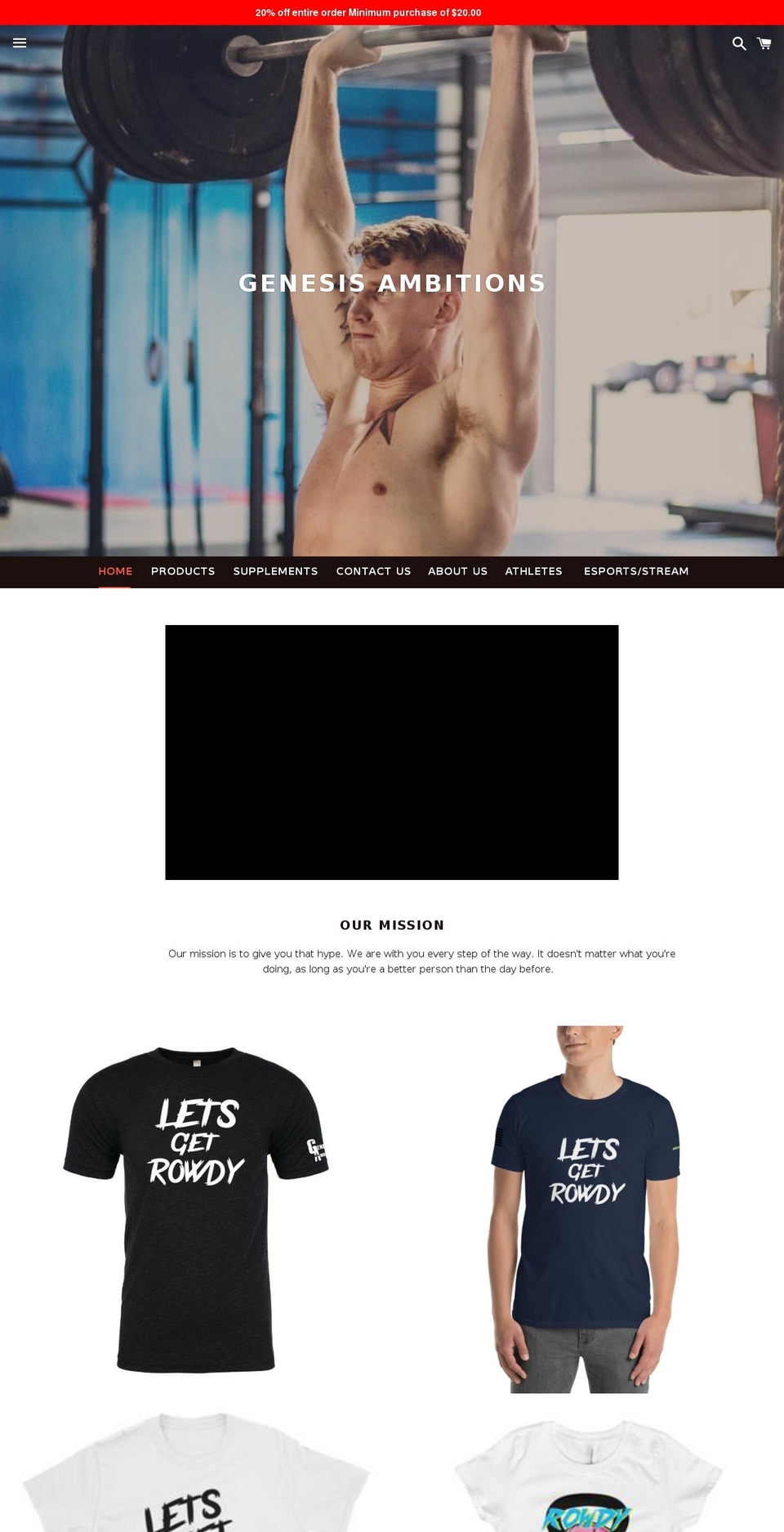 genesisambitions.com — Shopify storefront screenshot