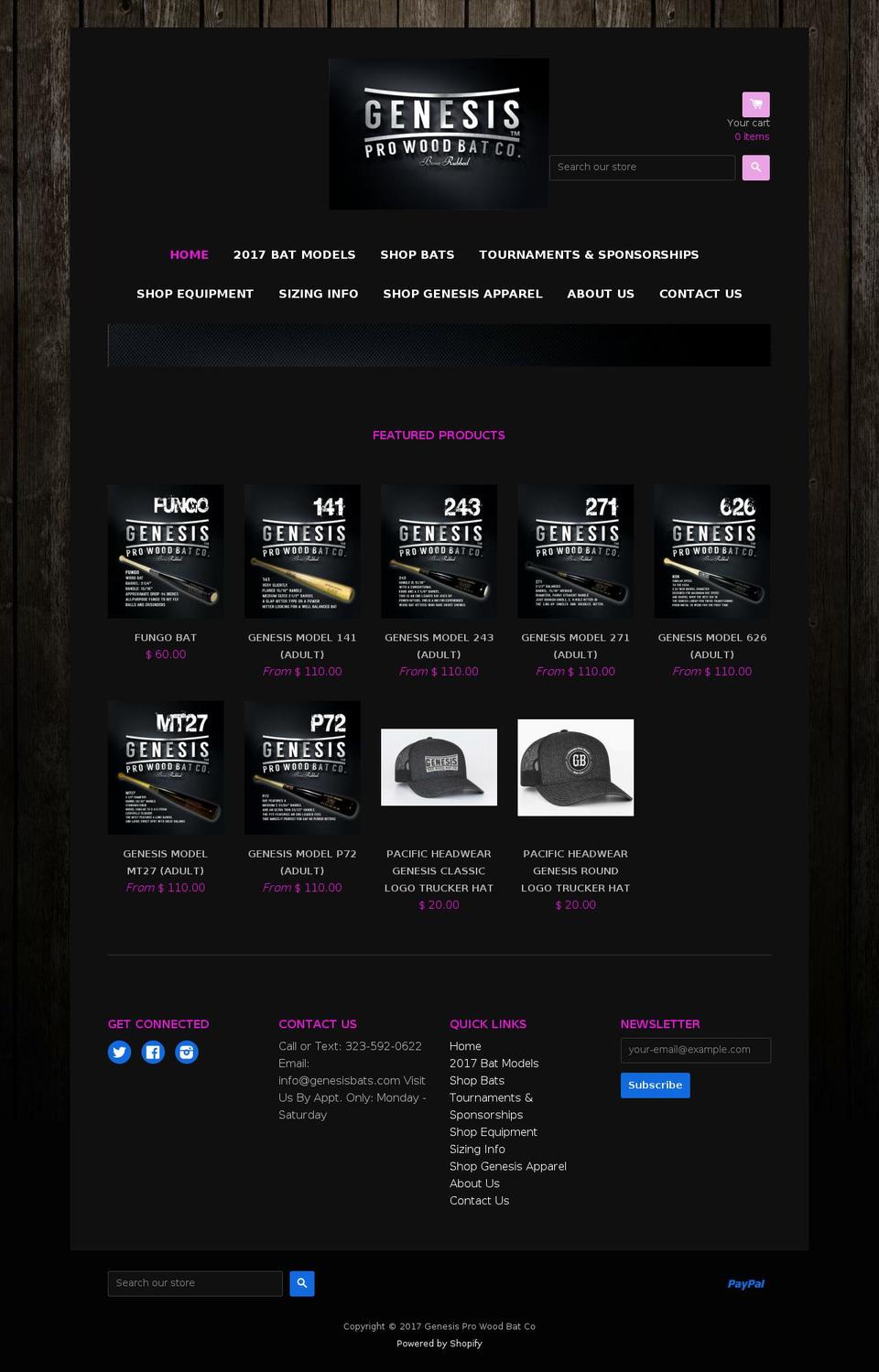 genesisbats.com shopify website screenshot