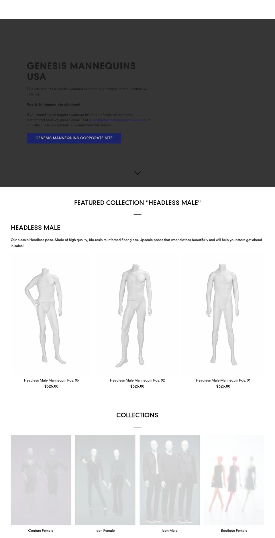 genesismannequinsusa.com — Shopify storefront screenshot