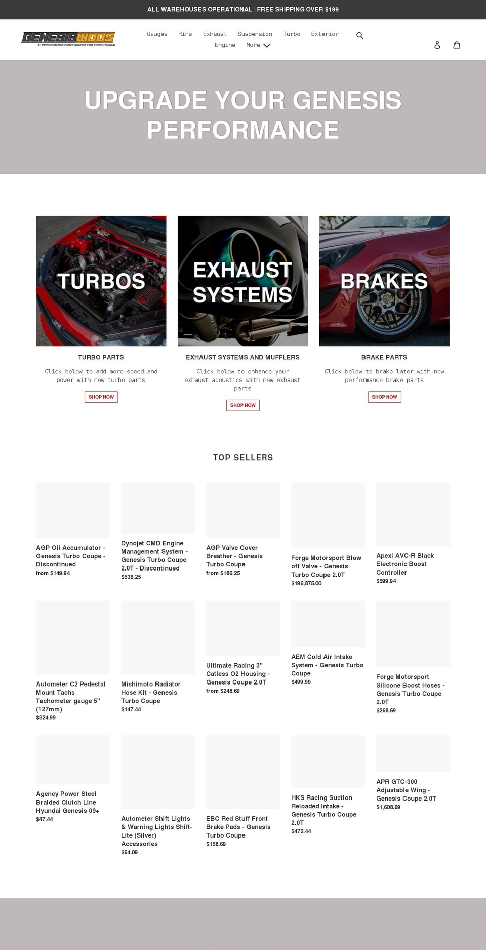 genesismods.com shopify website screenshot