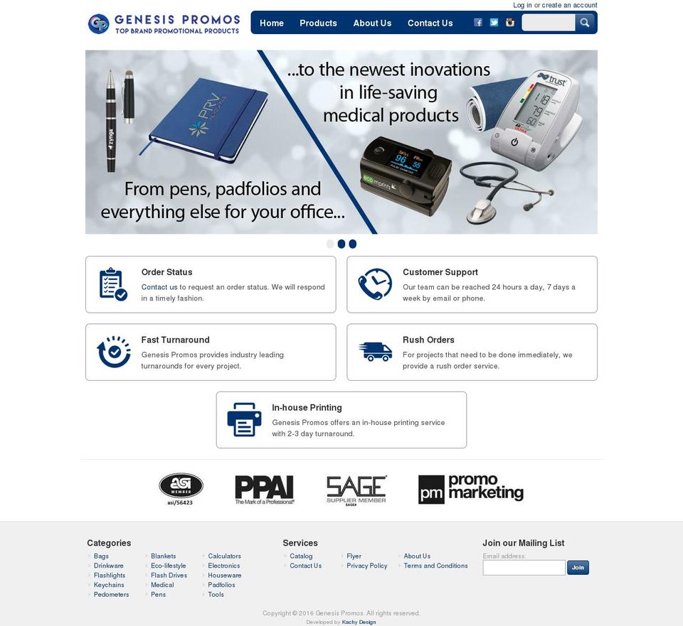 genesispromos.com — Shopify storefront screenshot