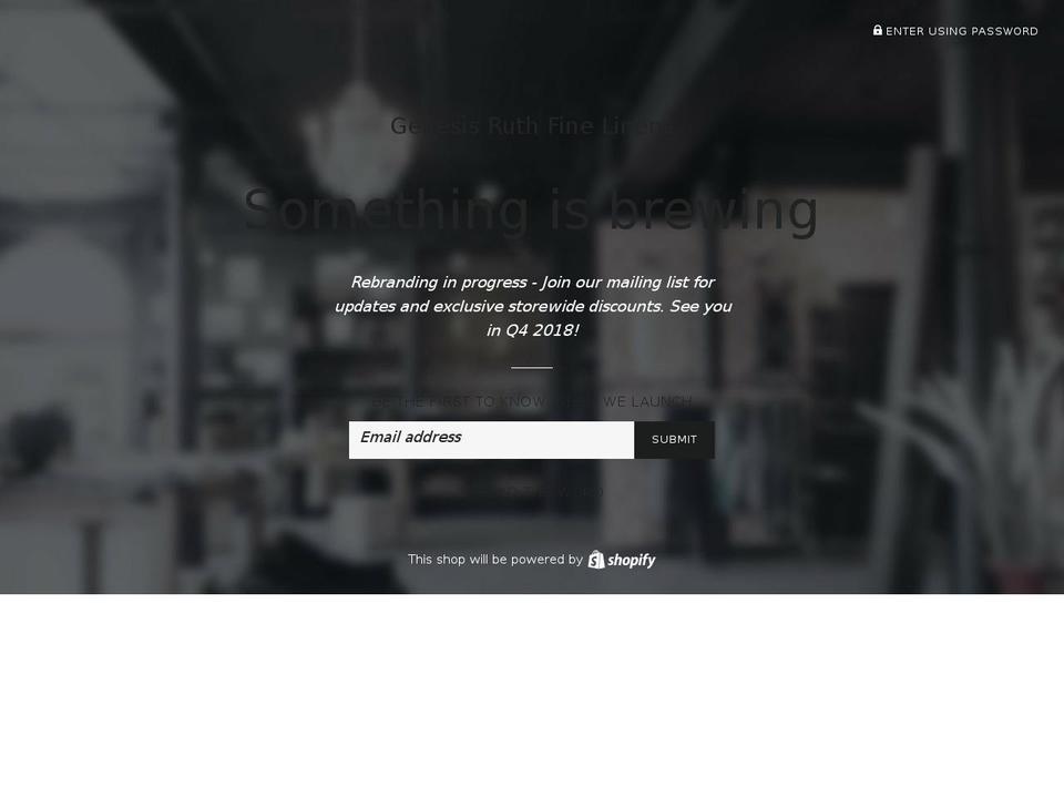 genesisruthfinelinens.com — Shopify storefront screenshot