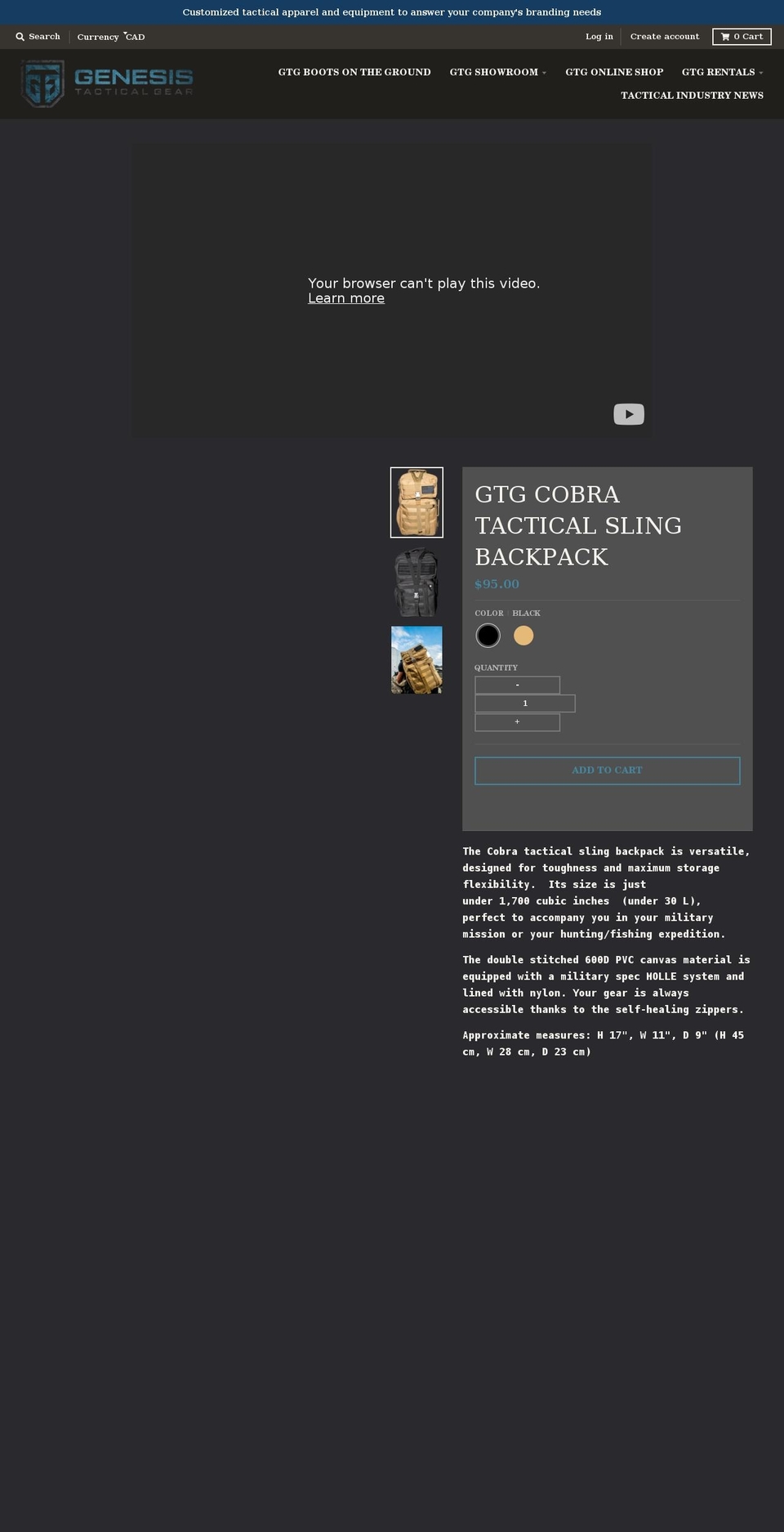 genesistacticalgear.com shopify website screenshot