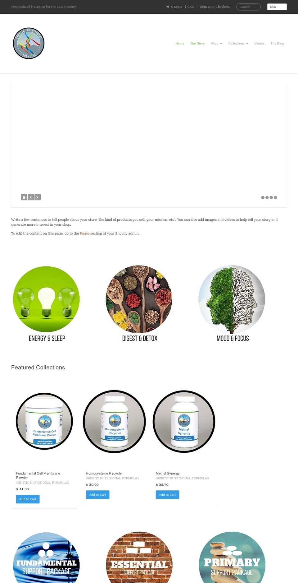 geneticnutritionalformulas.com shopify website screenshot