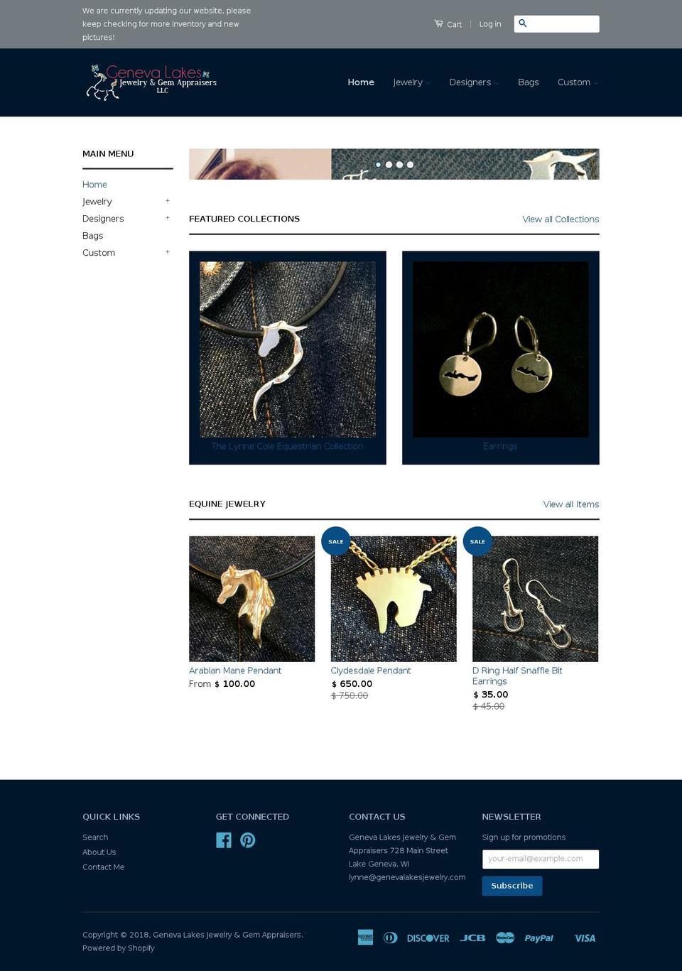 genevalakesjewelry.com shopify website screenshot