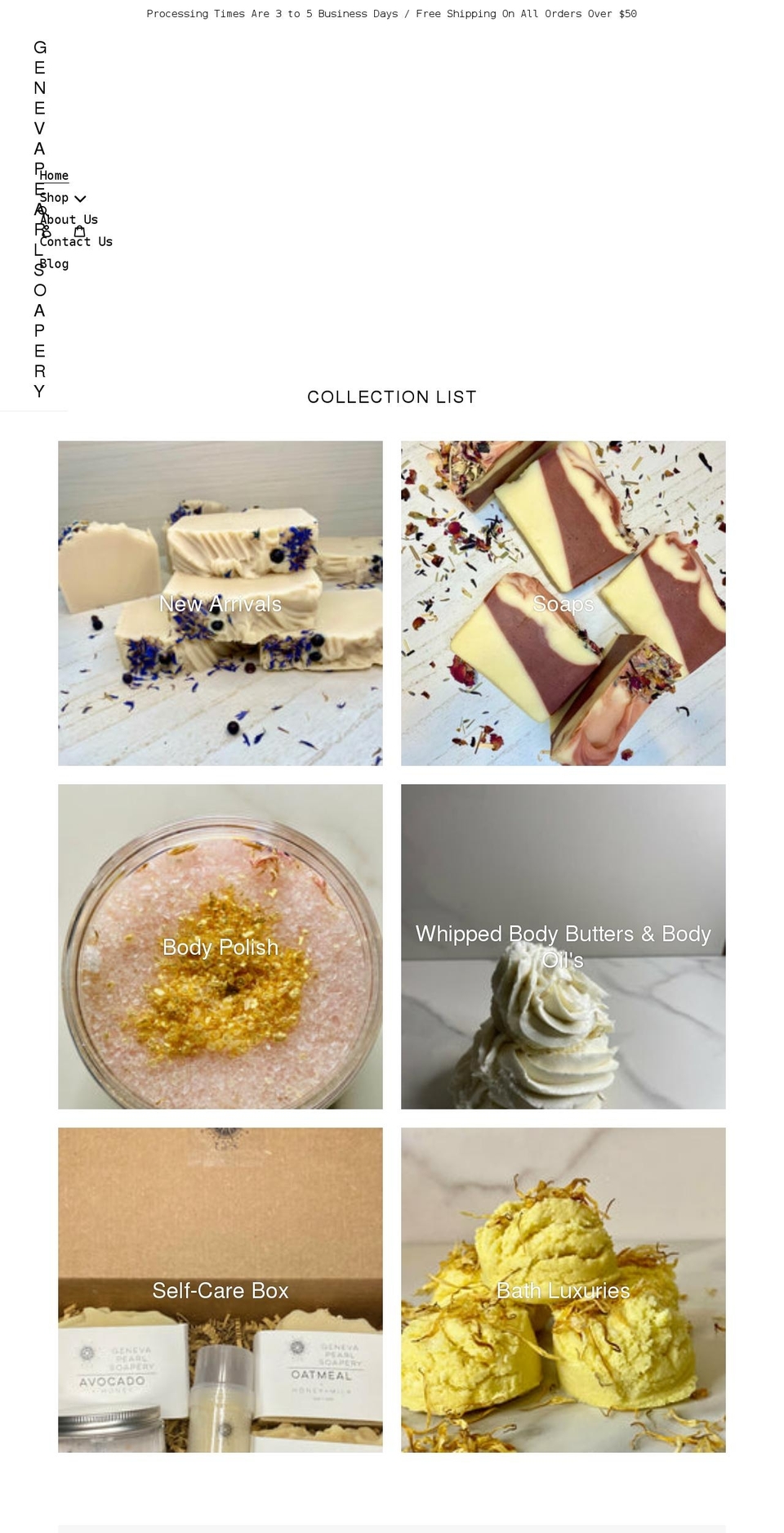 genevapearlsoapery.com shopify website screenshot