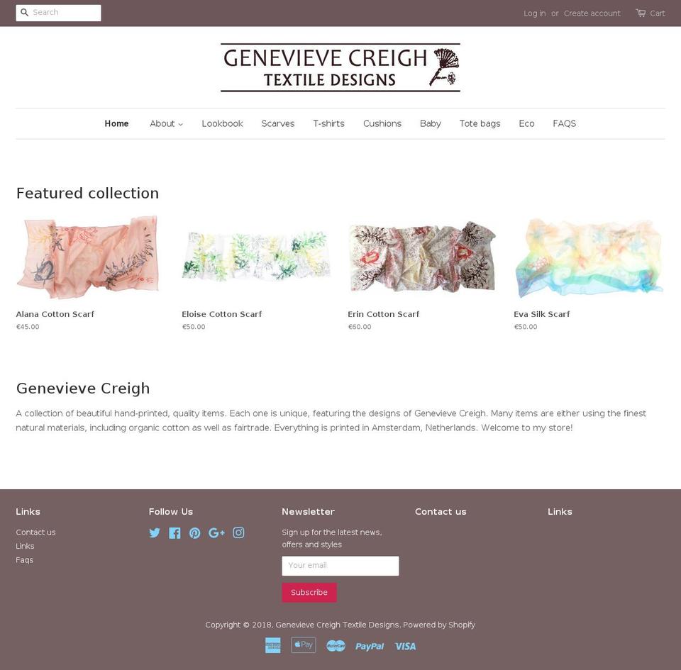 genevievecreigh.net shopify website screenshot