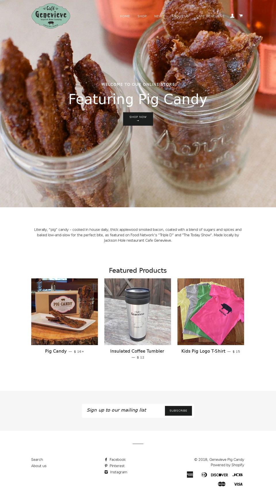 genevievepigcandy.com — Shopify storefront screenshot