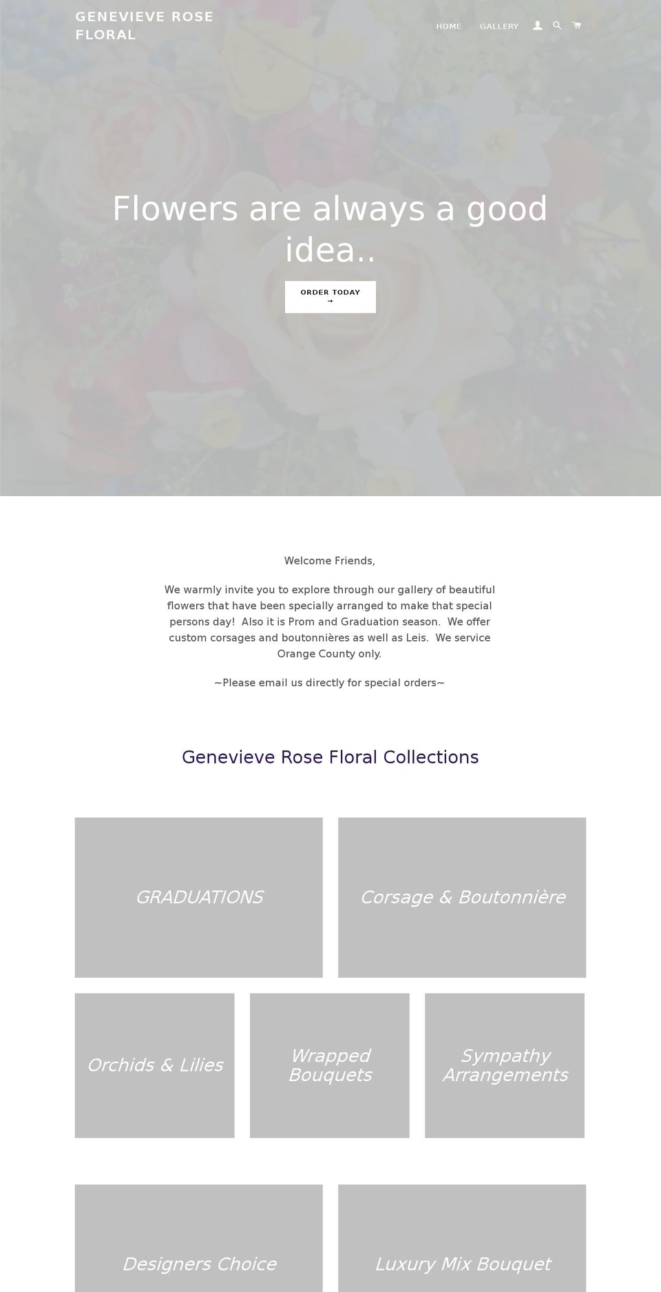 genevieverosefloral.com — Shopify storefront screenshot