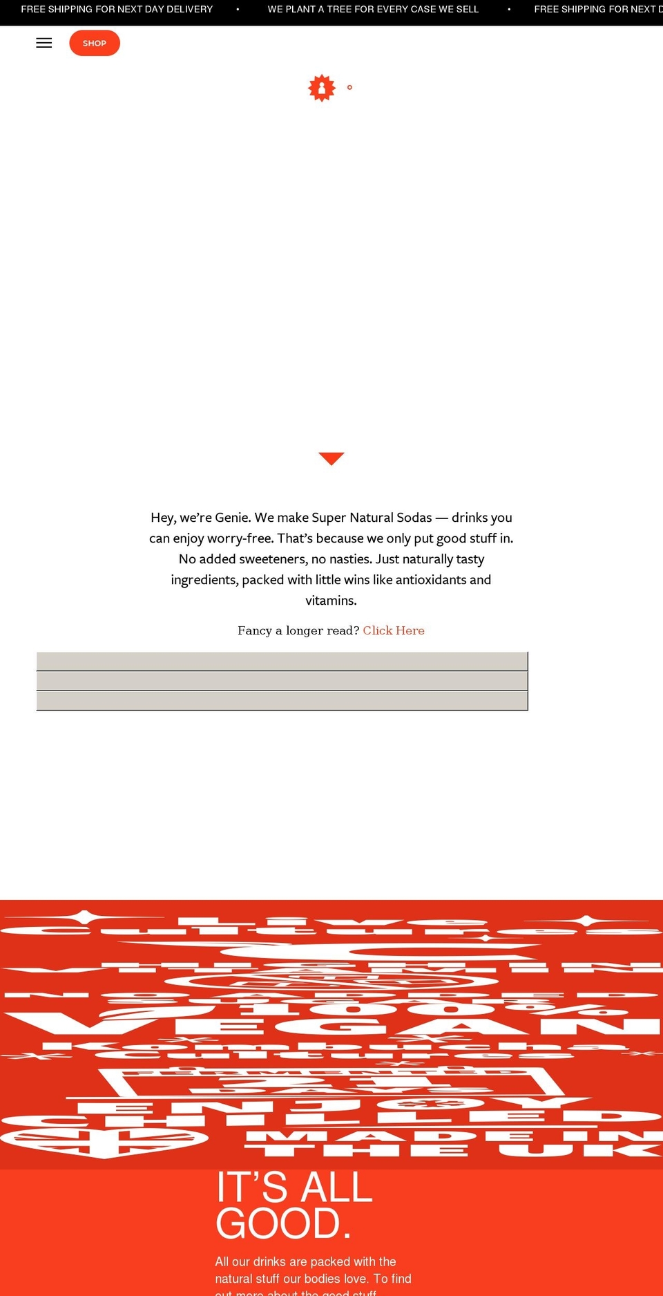 geniedrinks.co.uk shopify website screenshot