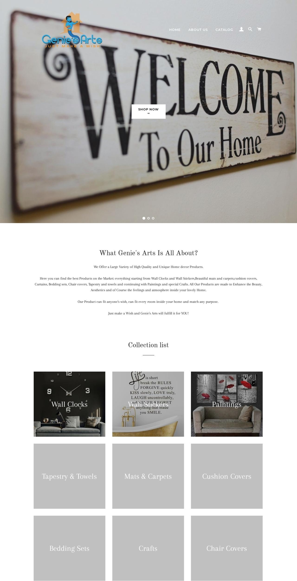 geniesarts.com — Shopify storefront screenshot