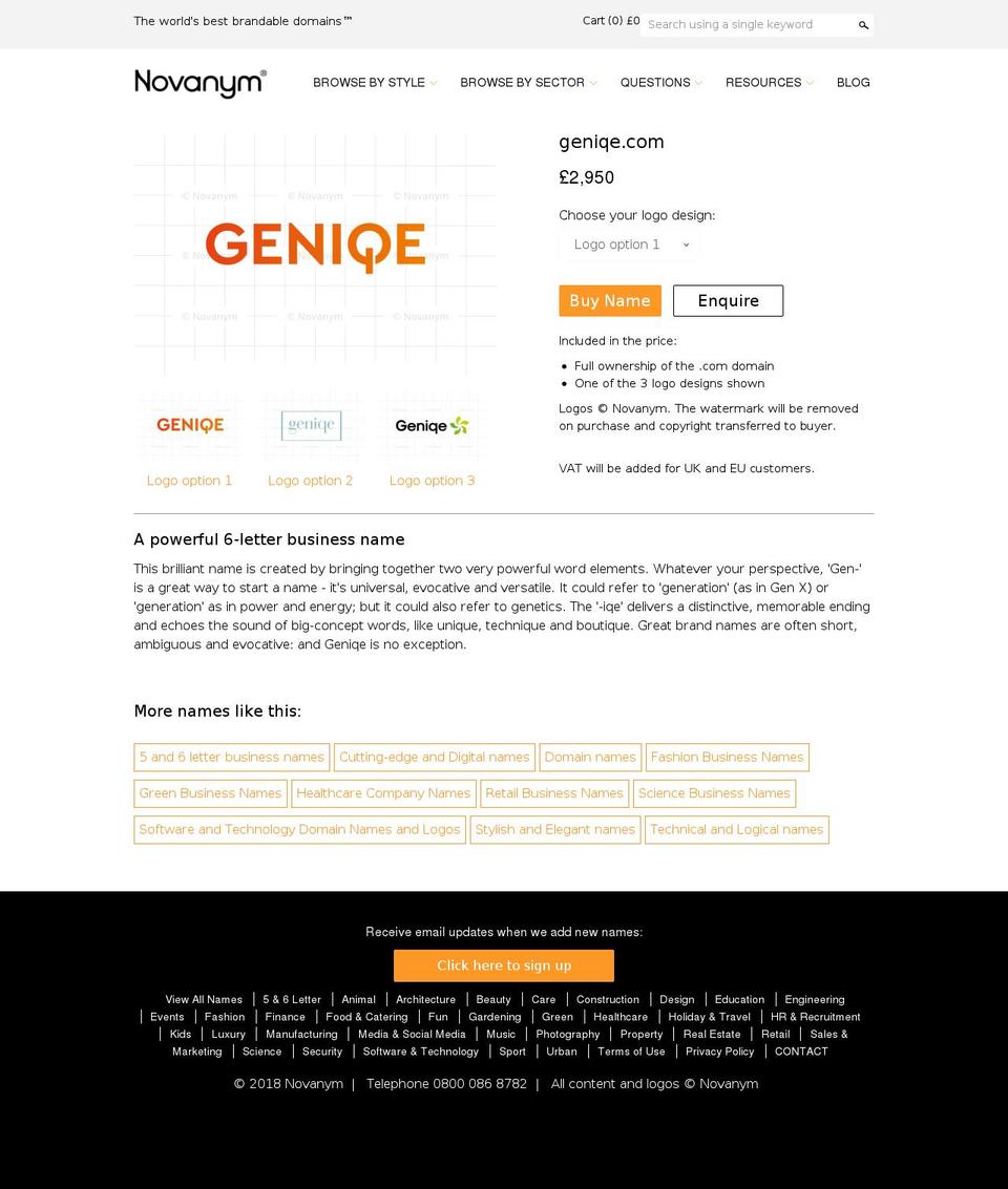 geniqe.com shopify website screenshot