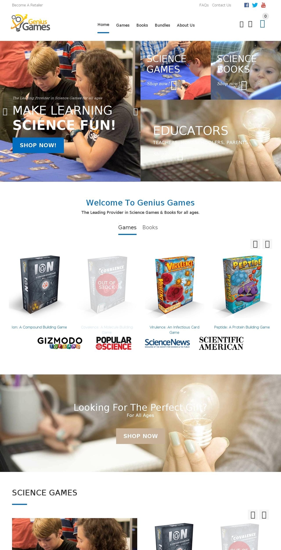 geniusgames.net shopify website screenshot