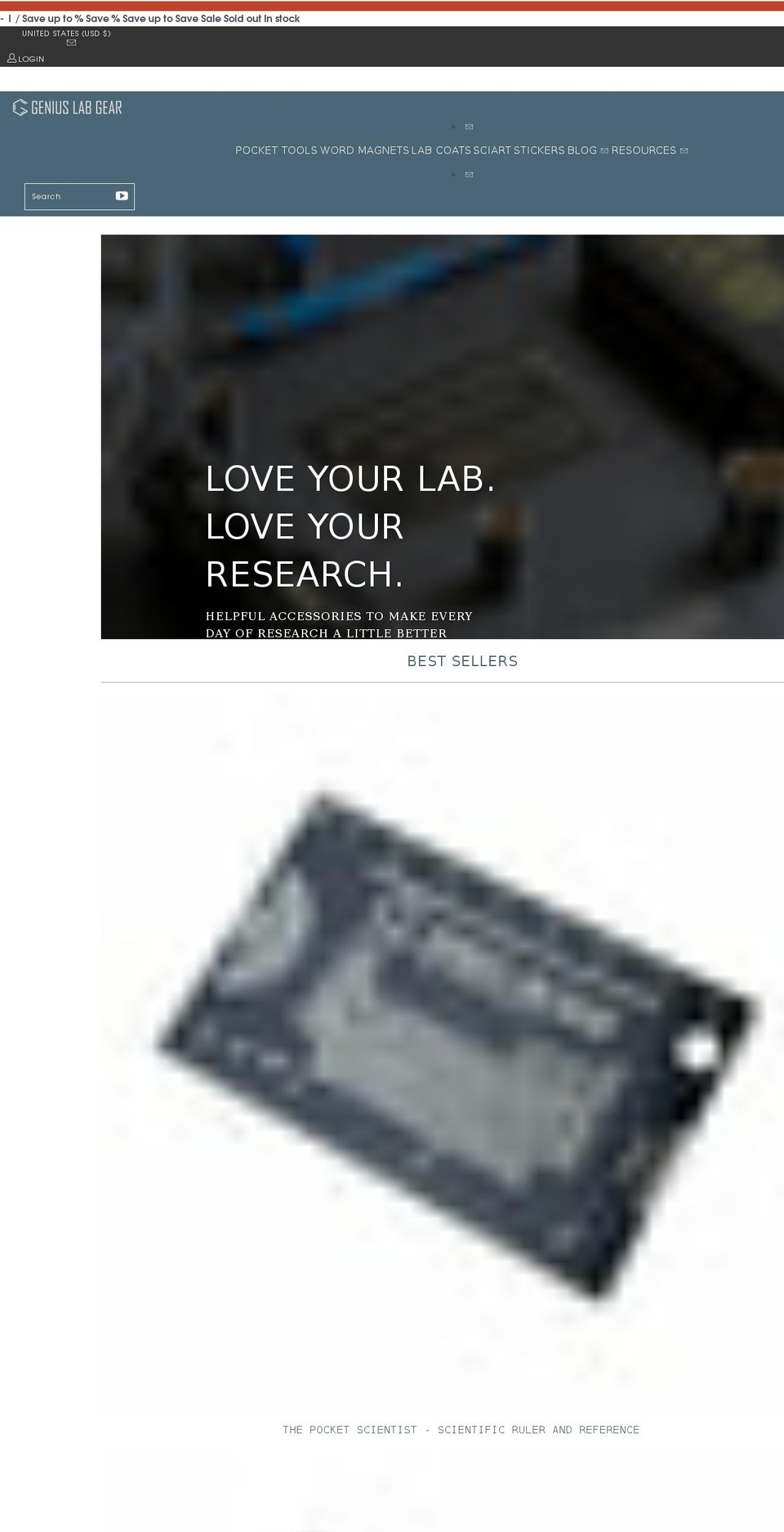 geniuslabgear.com — Shopify storefront screenshot
