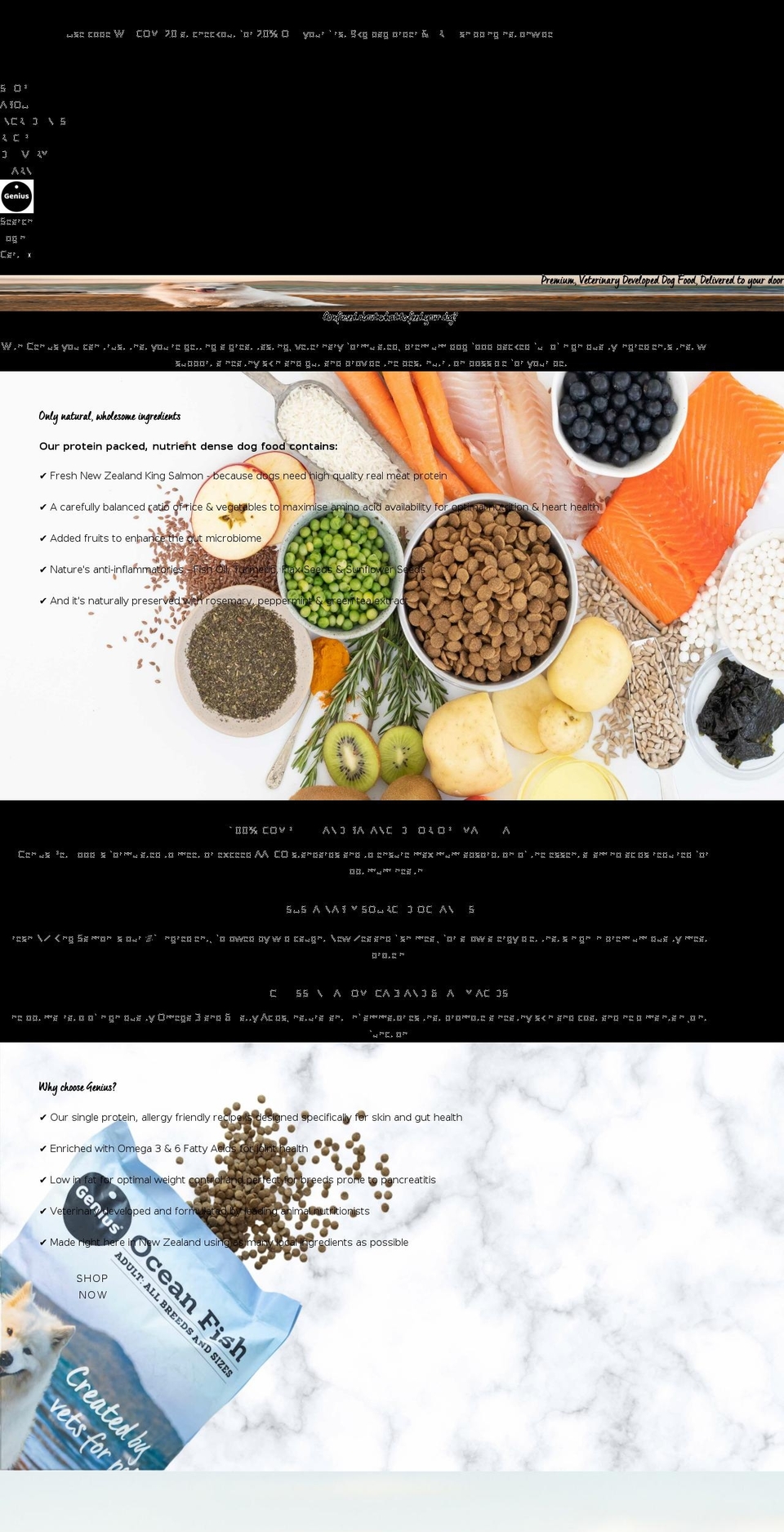 geniuspetfood.co.nz shopify website screenshot