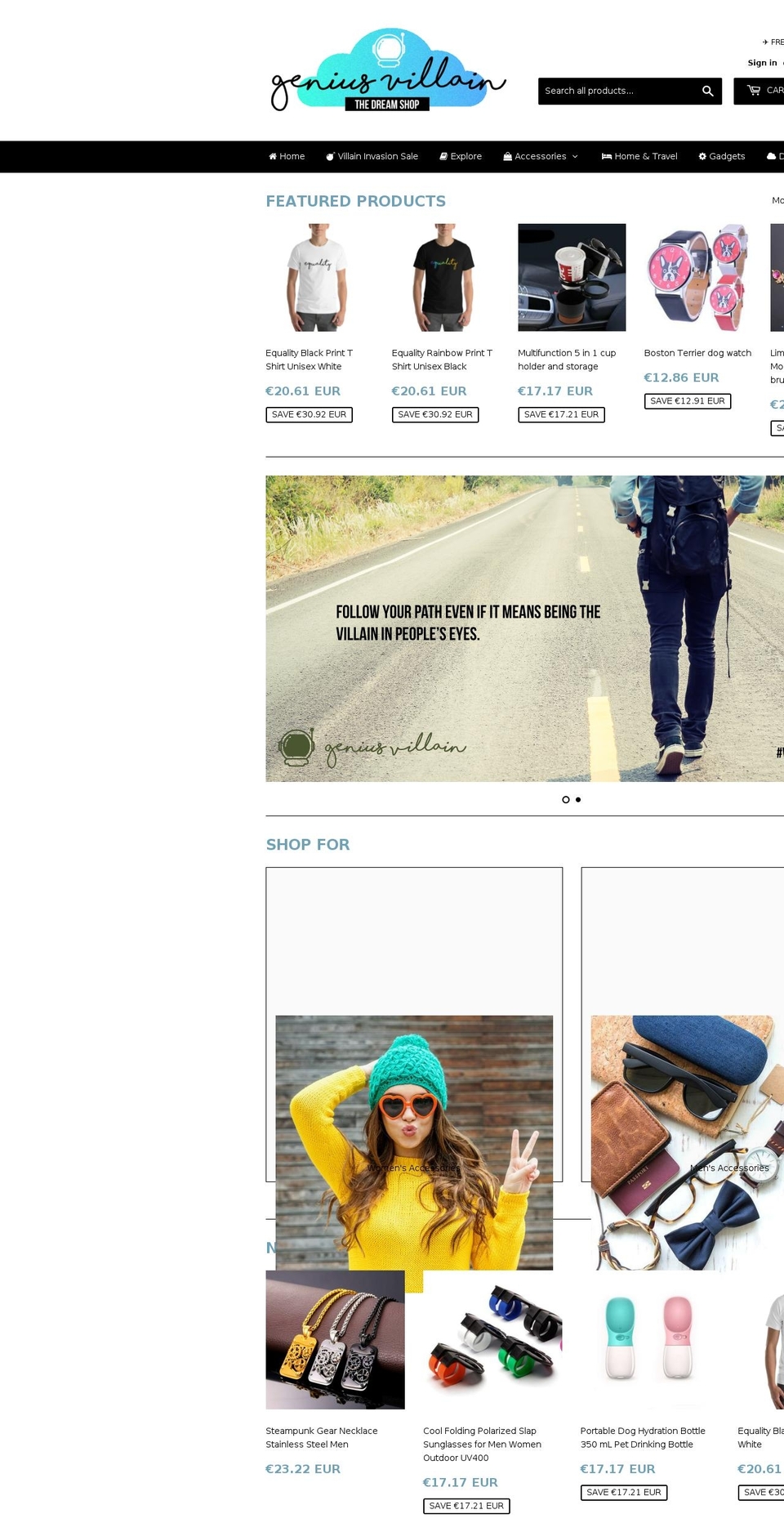 geniusvillain.com — Shopify storefront screenshot