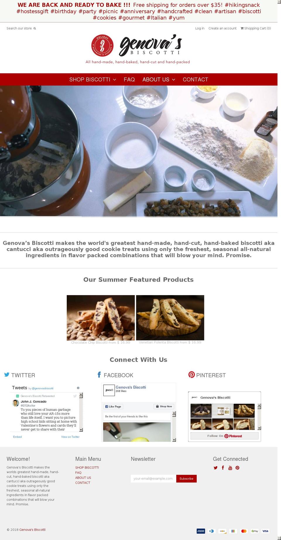 genovasbiscotti.com — Shopify storefront screenshot