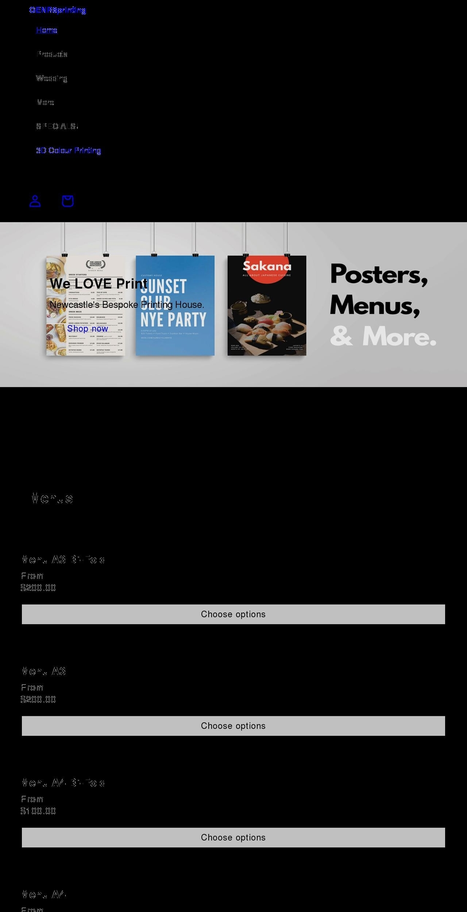 genr8printing.com.au shopify website screenshot
