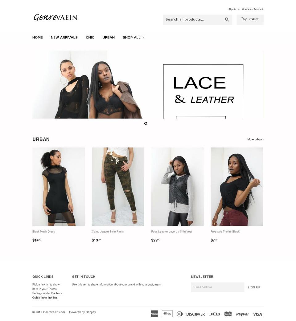 genrevaein.com shopify website screenshot