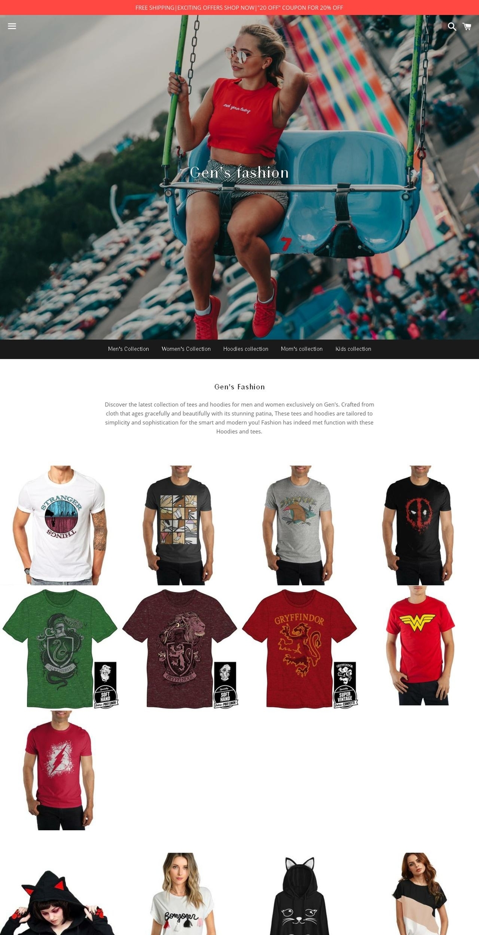 gensfashion.com shopify website screenshot