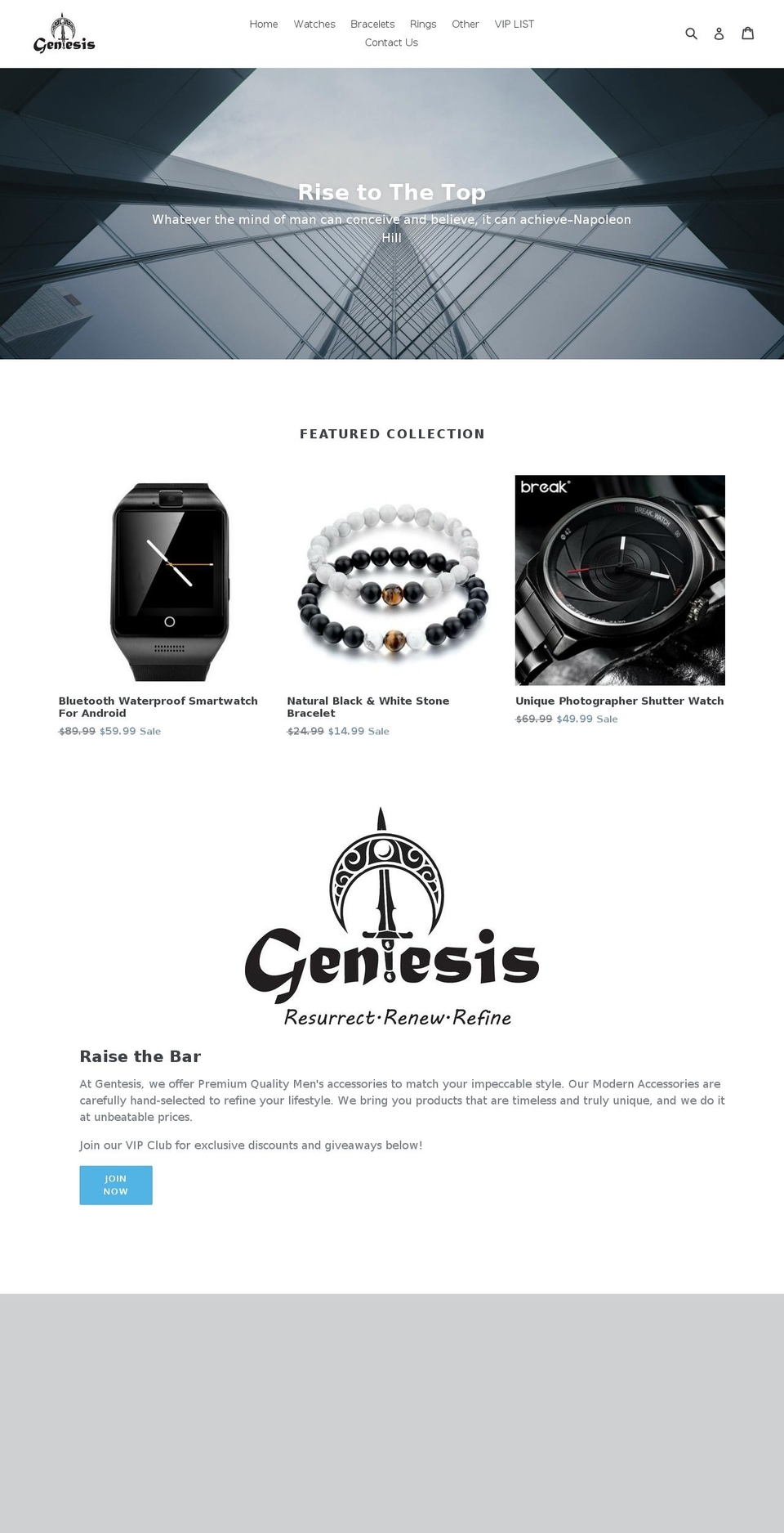gentesis.com — Shopify storefront screenshot