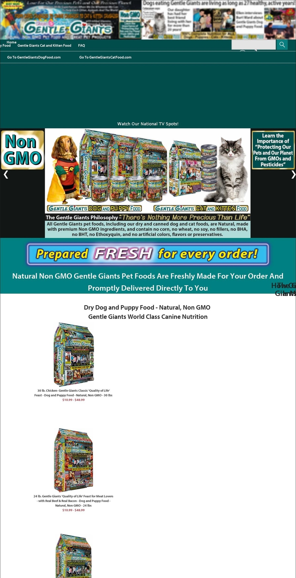gentlegiantspetproducts.com shopify website screenshot