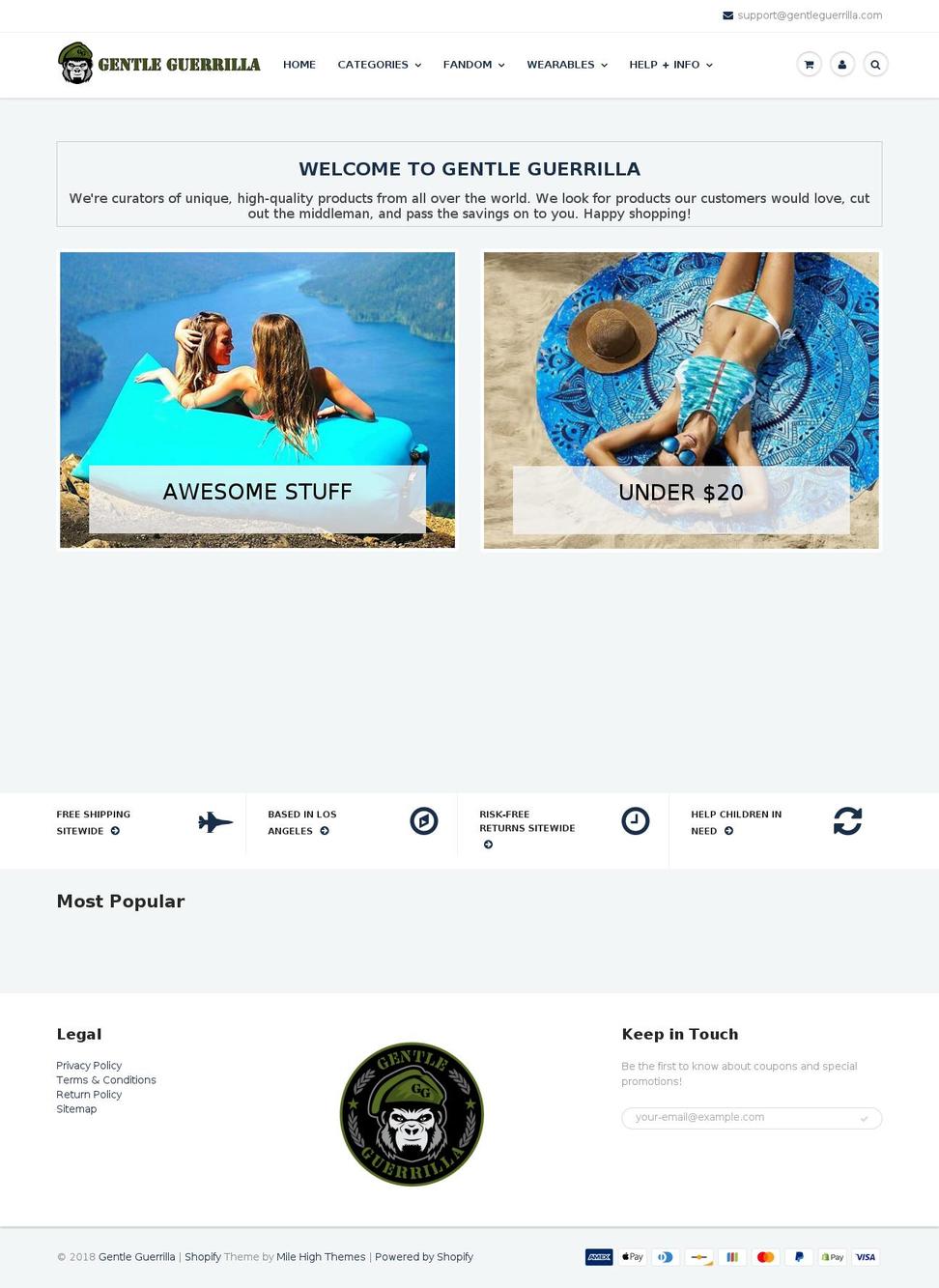 gentleguerrilla.com — Shopify storefront screenshot