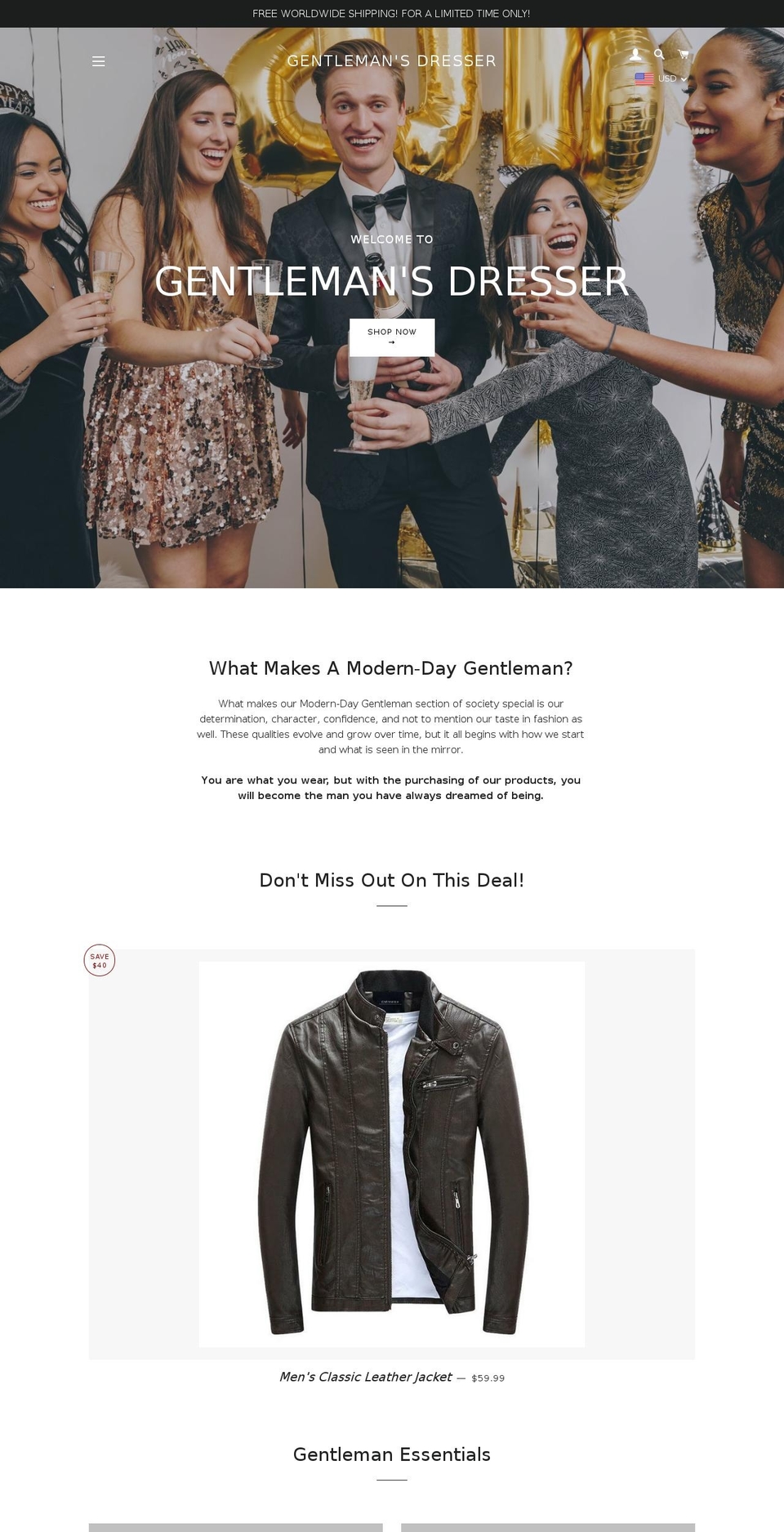 gentlemansdresser.com — Shopify storefront screenshot