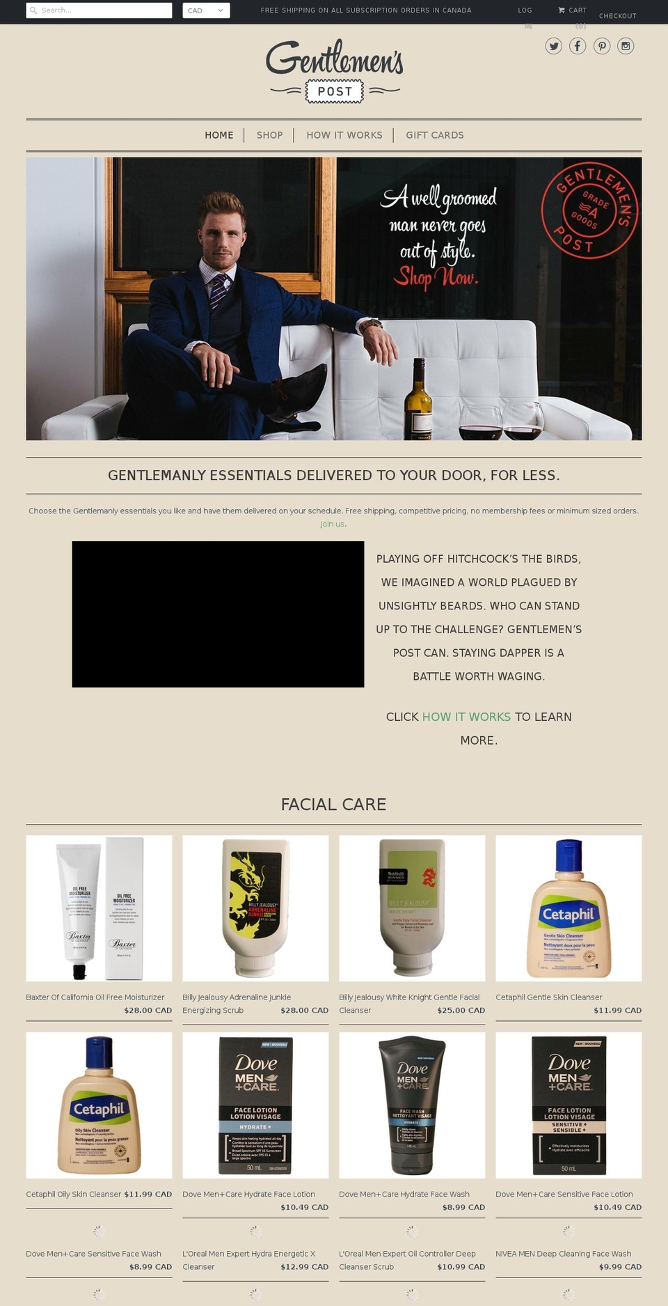 gentlemenpost.ca shopify website screenshot
