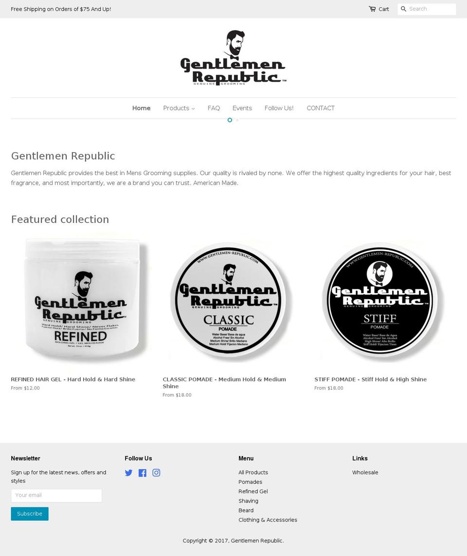 gentlemenrepublic.com shopify website screenshot