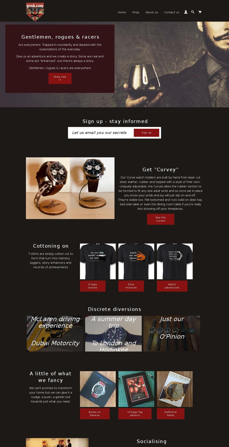 gentlemenroguesracers.com — Shopify storefront screenshot
