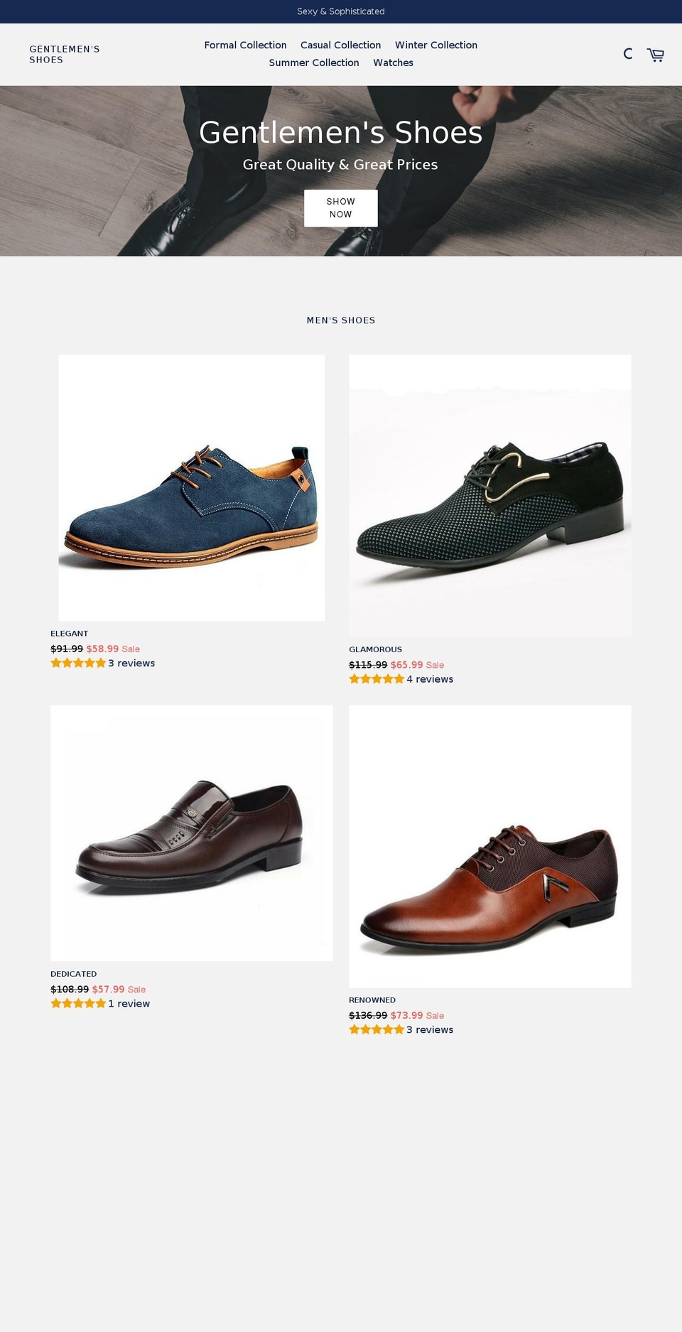 gentlemensshoes.com — Shopify storefront screenshot
