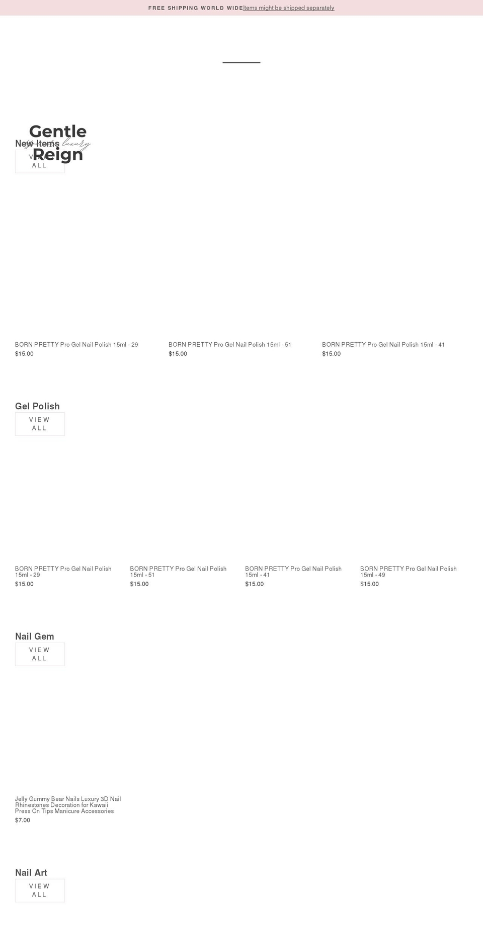 gentlereign.com shopify website screenshot