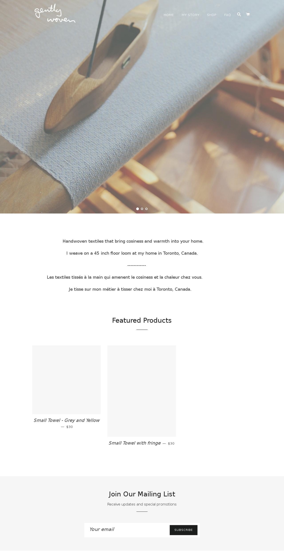 gentlywoven.com shopify website screenshot