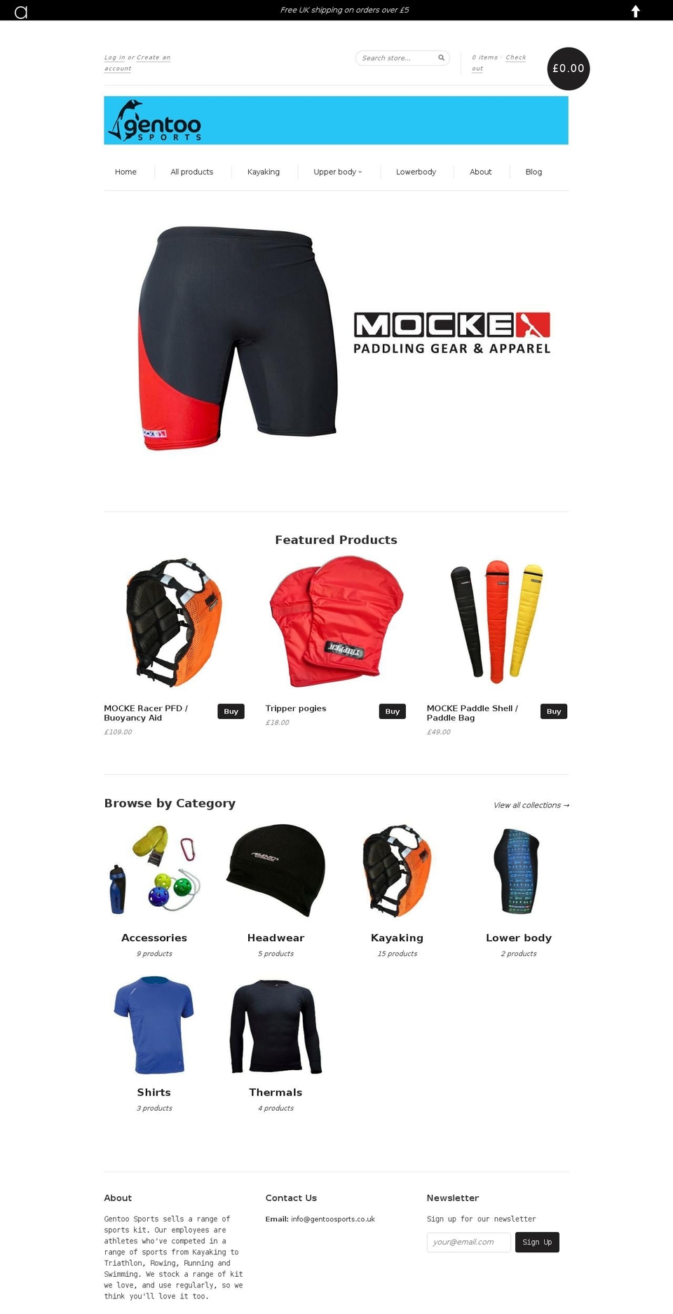 gentoosports.co.uk shopify website screenshot