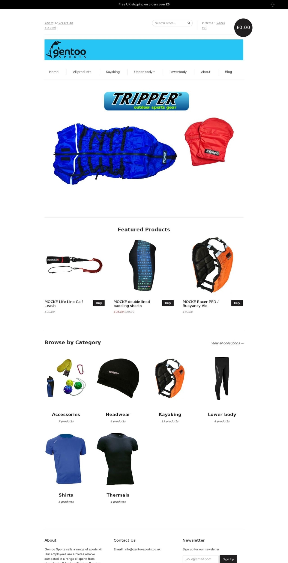 gentoosports.com shopify website screenshot