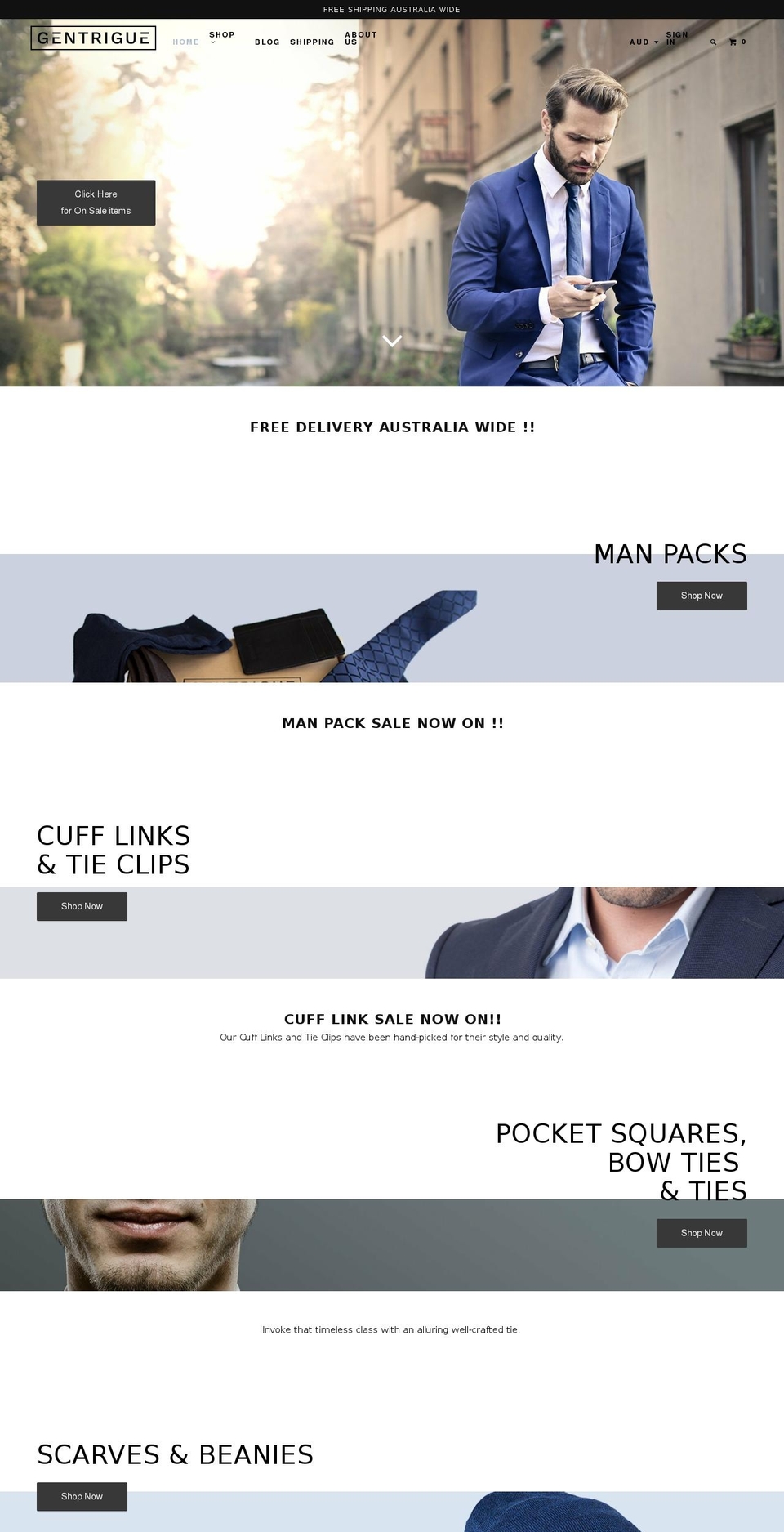Gentrigue using Parallax Shopify theme site example gentrigue.com