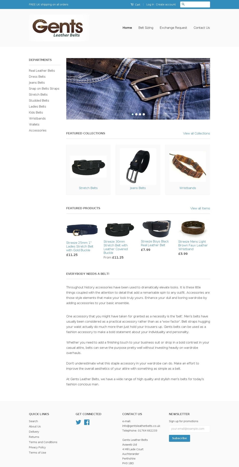 gentsleatherbelts.com shopify website screenshot