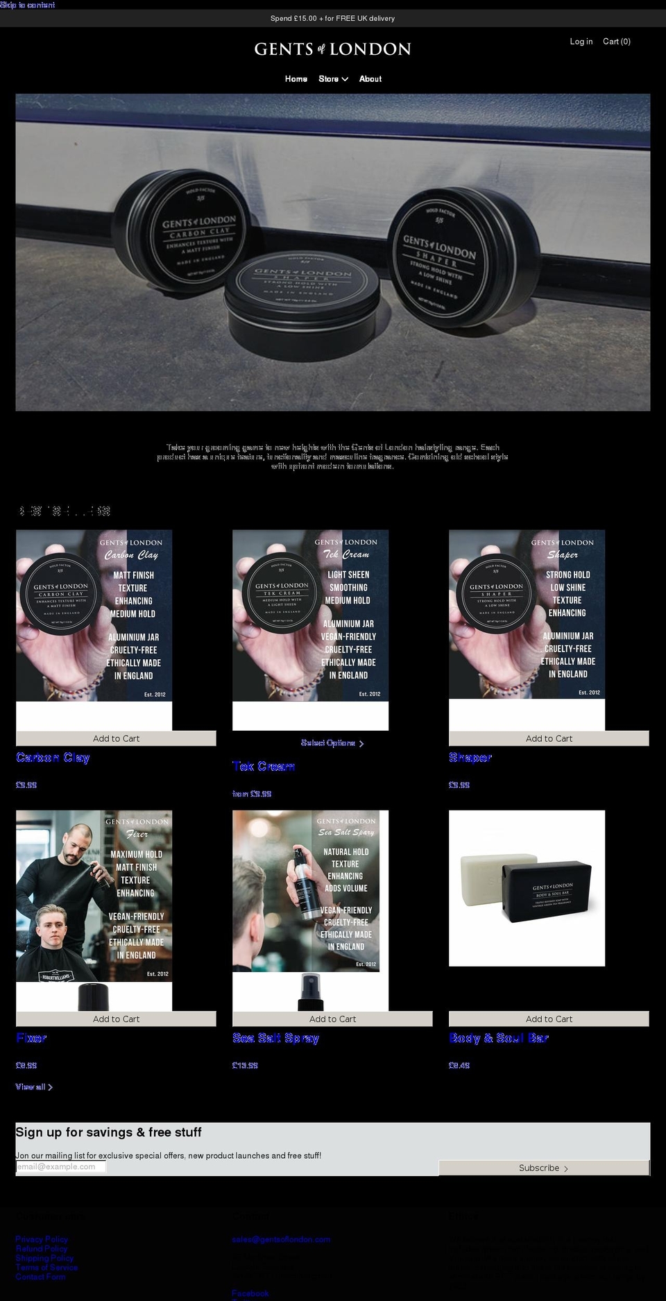 gentsoflondon.com shopify website screenshot