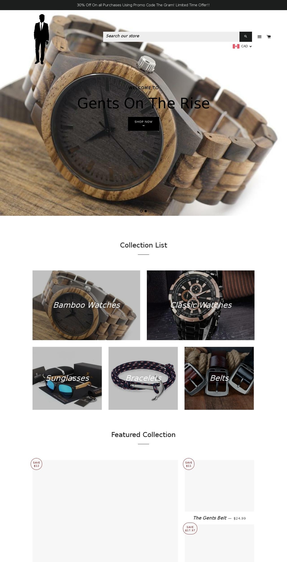 gentsontherise.com — Shopify storefront screenshot