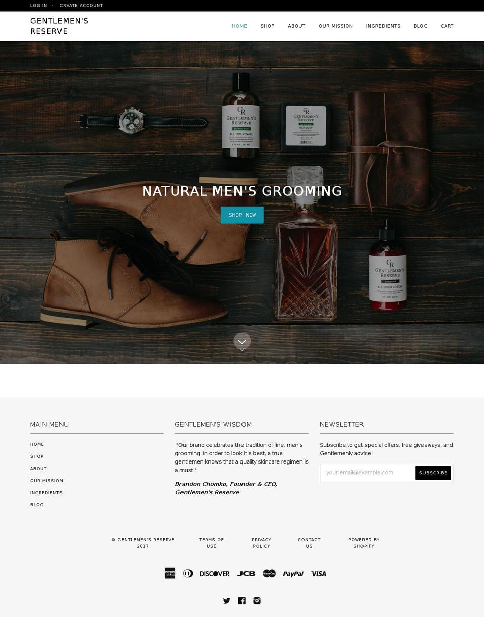 gentsreserve.com shopify website screenshot