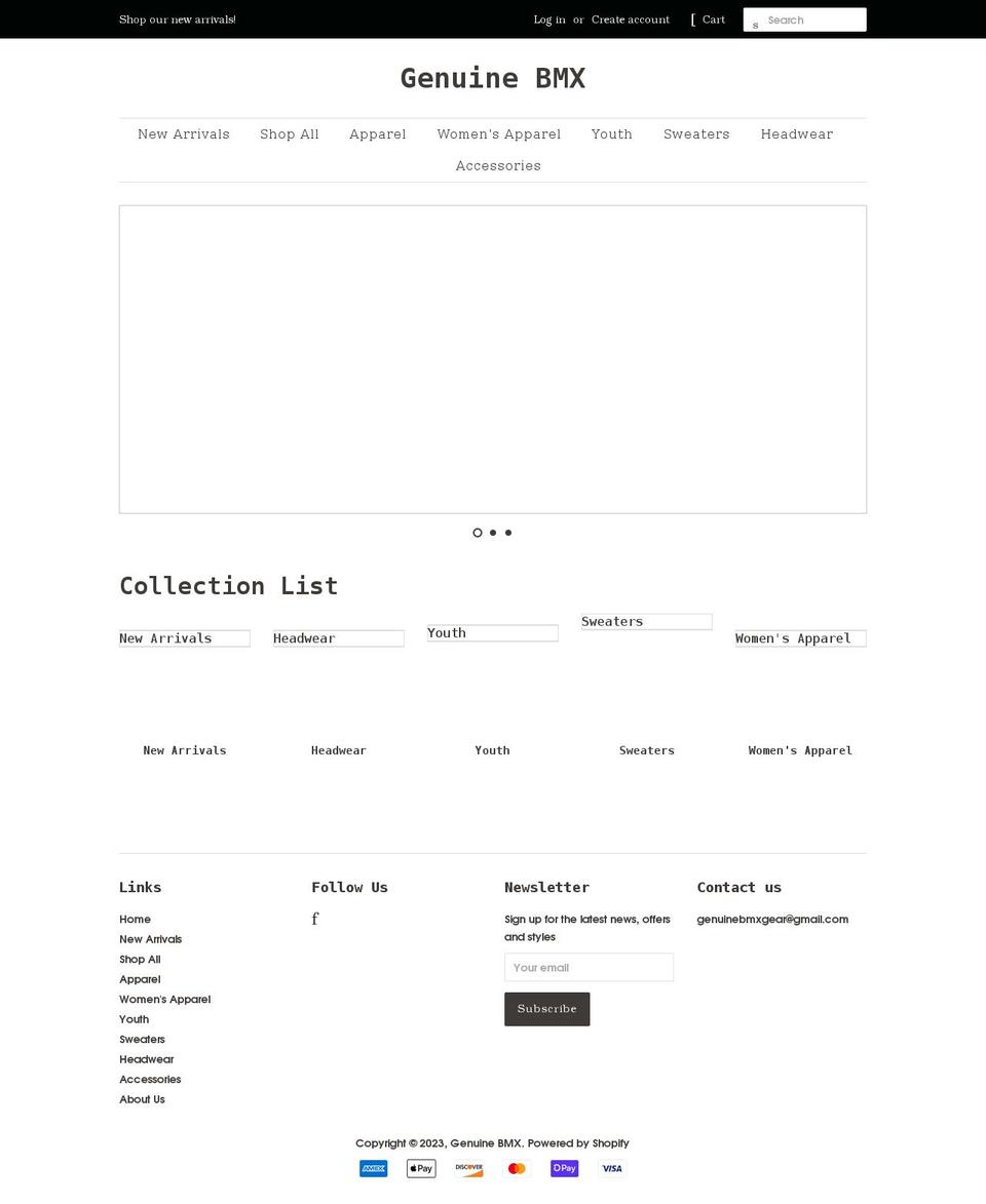 genuinebmx.com shopify website screenshot
