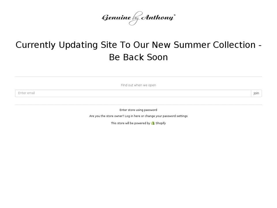 genuinebyanthony.com shopify website screenshot