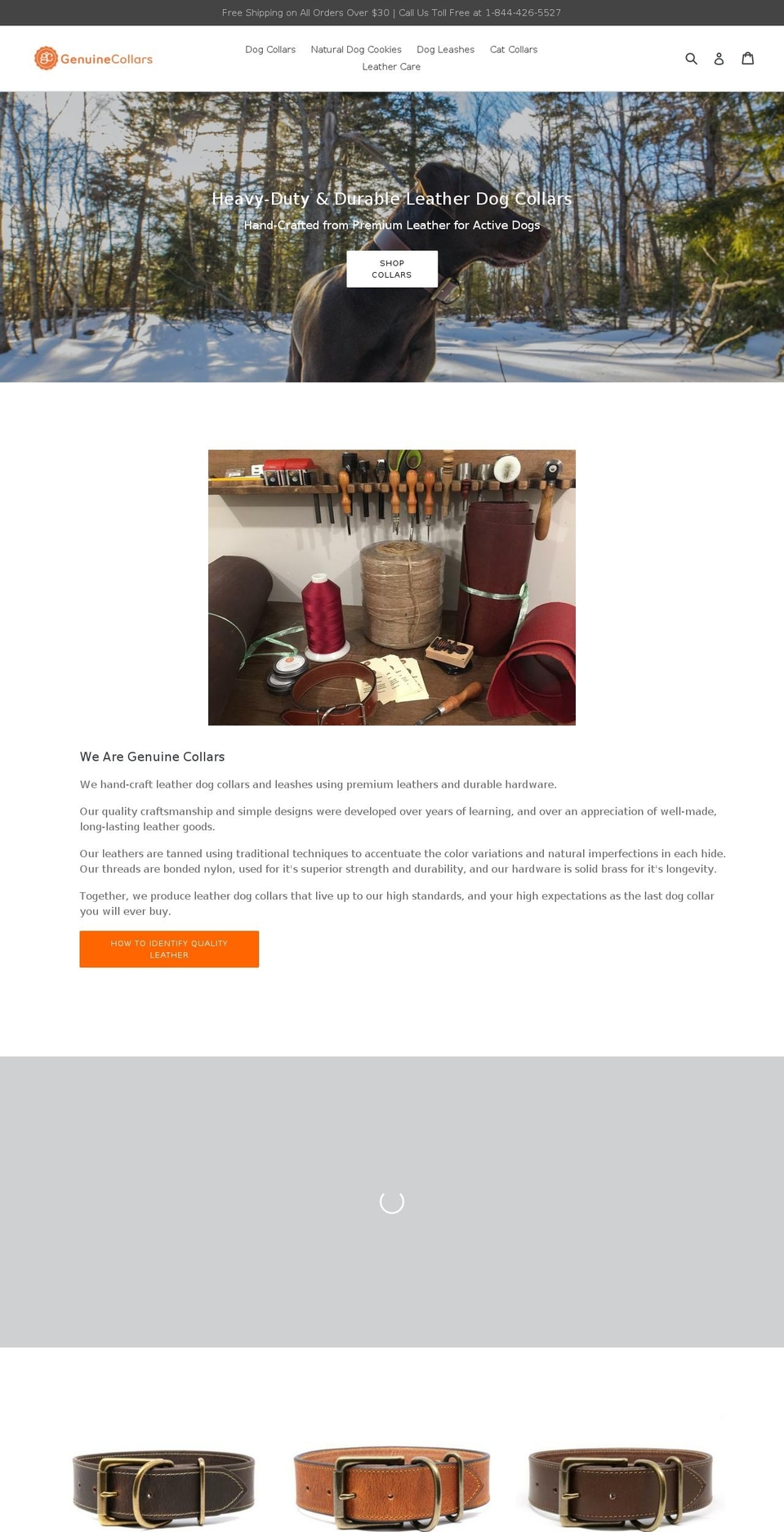 genuinecollars.com shopify website screenshot