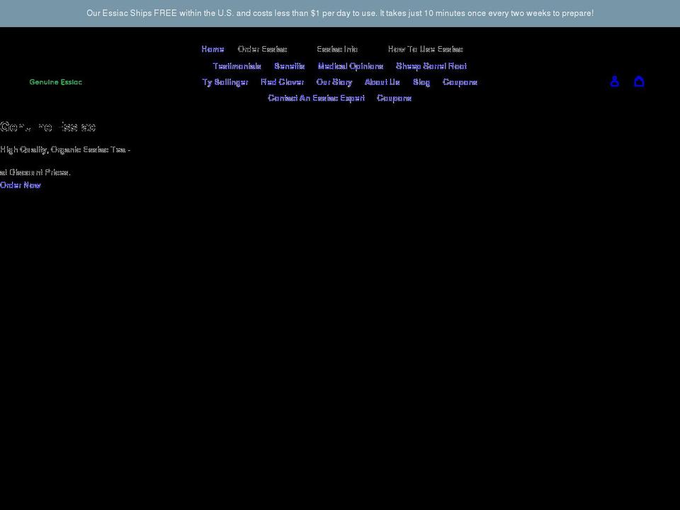 genuineessiac.com shopify website screenshot