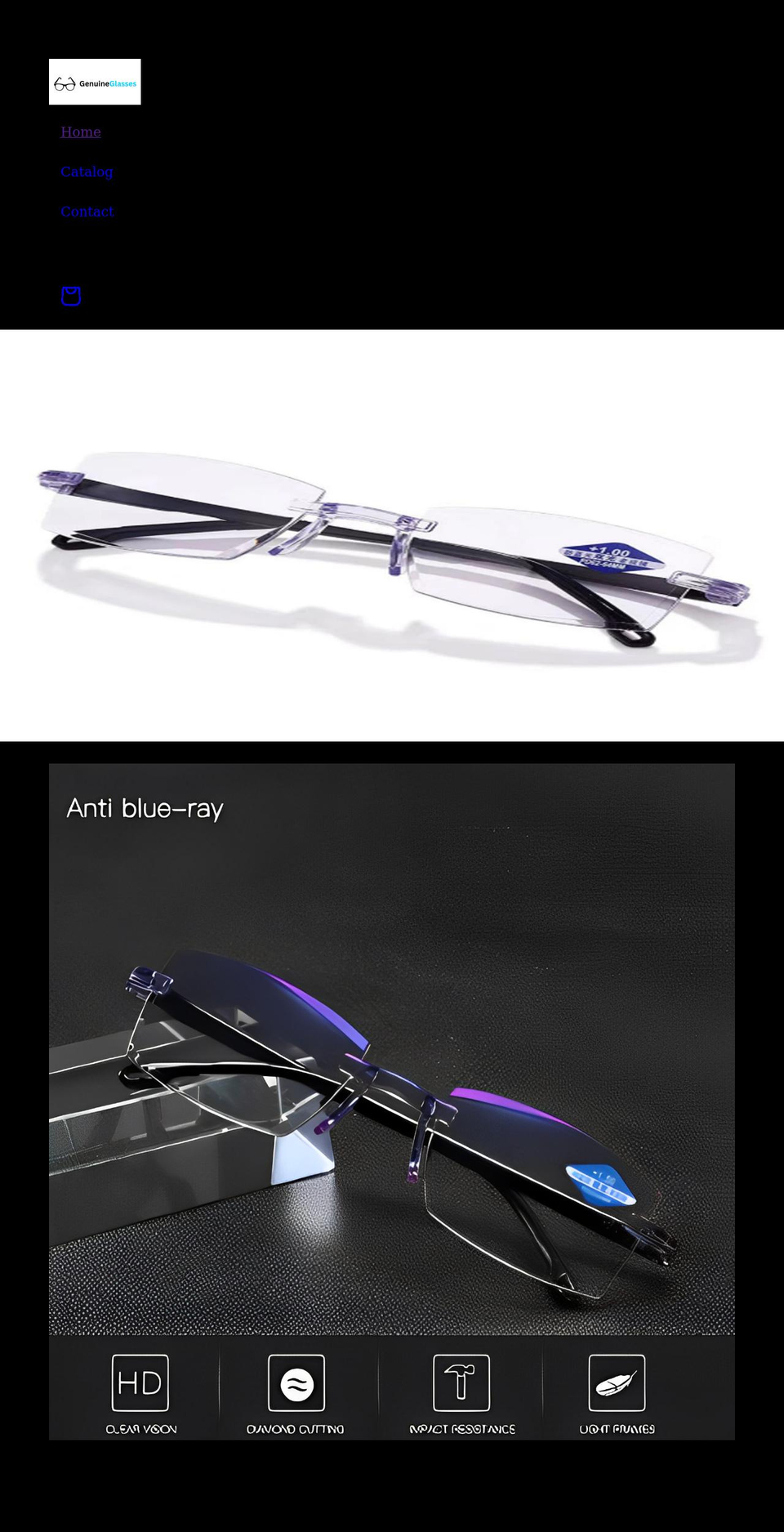 genuineglasses.com shopify website screenshot