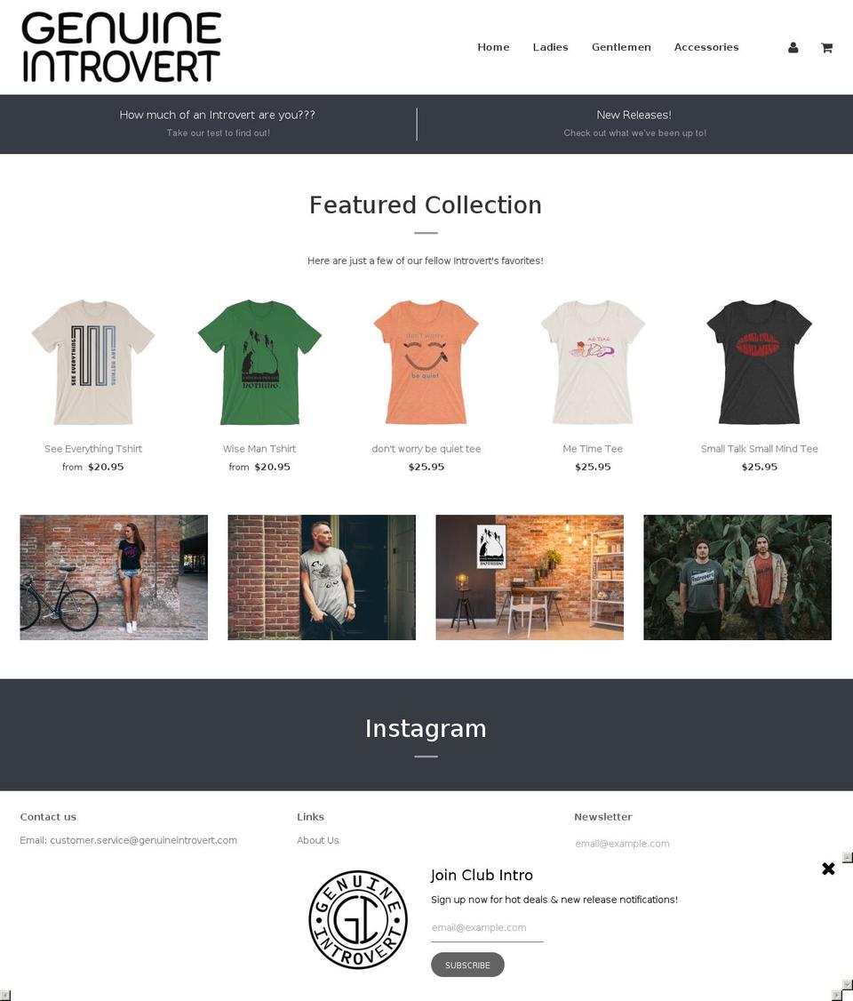 genuineintrovert.com — Shopify storefront screenshot