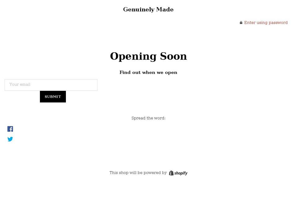 genuinelymadeco.com — Shopify storefront screenshot